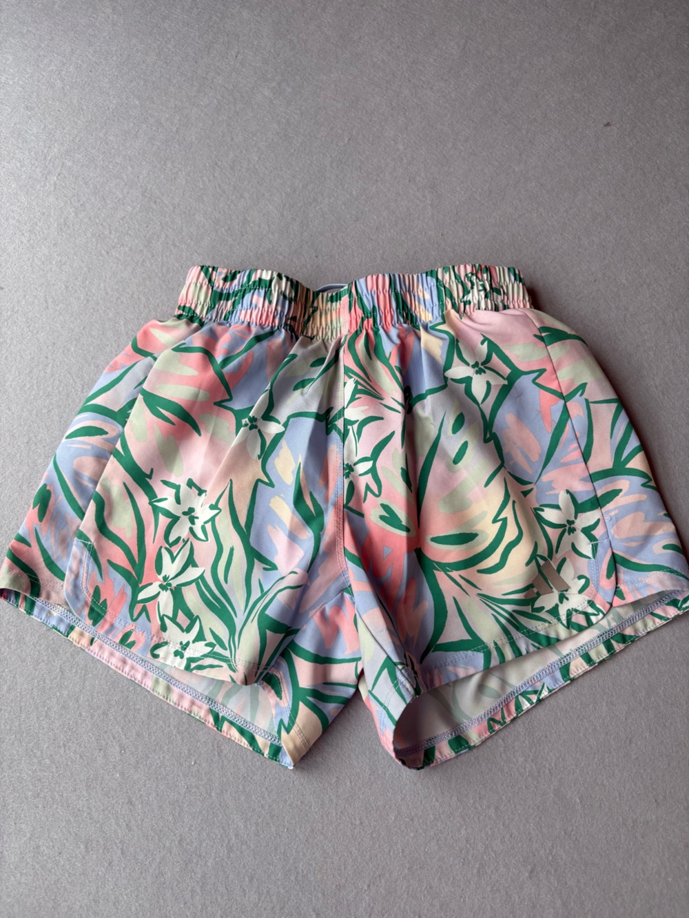 adidas Pastel Floral Elastic Waist Shorts in Light Blue, Green, Pink Sz M 10/12